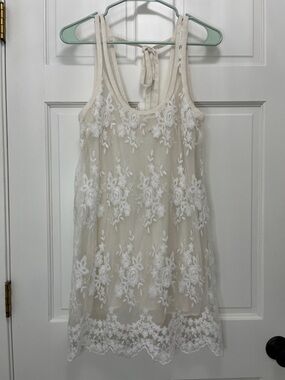 Anthropologie E by Eloise Embroidered Floral Lace Gauzy Mini Dress - Size Small